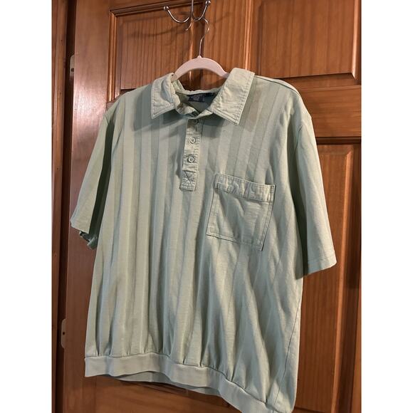 Mens VTG 70's Tropi-Cool Teal Green Pocket Casual Polo Short Sleeve Retro XLG TL - Picture 1 of 6